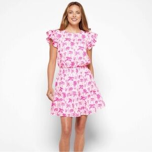 Vineyard Vines Pink Palm Print Dress